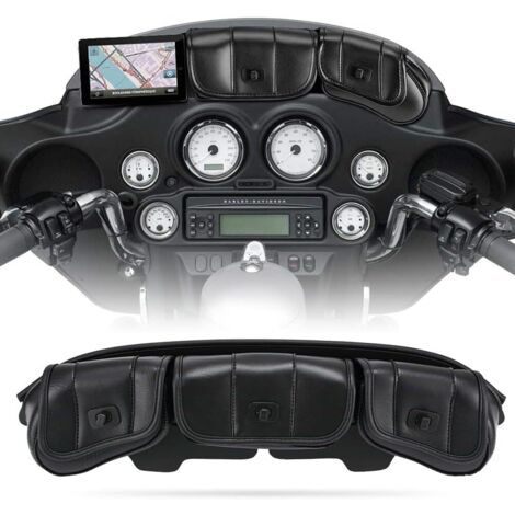 Bolsa de parabrisas de cuero sintético para motocicleta con cierre magnético para Harley Touring Street Glide Electra Glide 1996-2013