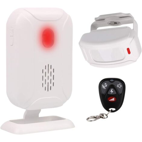 Alarma con detector de movimiento, alarma puerta a puerta, compatible con 5 modos, 36 melodías y largo alcance de transmisión (control remoto incluido)