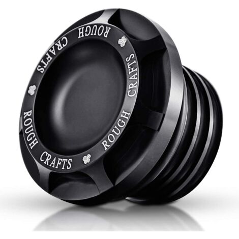 Tapa de tanque de combustible negra mecanizada por CNC de Rough Craft, montaje empotrado, fabricada en aluminio macizo, compatible con Sportster XL 1200 883 (1996-2014) (1/5)