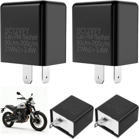 Relé de intermitencia de 12 V, 4 LED para motocicleta, universal, 12 V, 2 pines, LED para intermitentes de scooter y coche, protección automática.