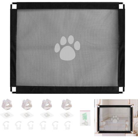 Barrera de seguridad para escaleras: 100 × 80 cm. Barrera de seguridad para mascotas sin taladrar, para marcos de puertas, escaleras y pasillos, color negro.