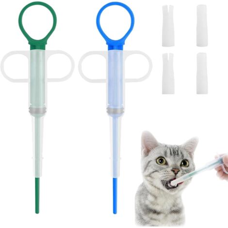Dispensador de pastillas para gatos (2 unidades), para sofocos, jeringa para mascotas, dispensador de medicamentos para mascotas, fabricado en PP y silicona, con 4 puntas suaves reutilizables. (1/5)