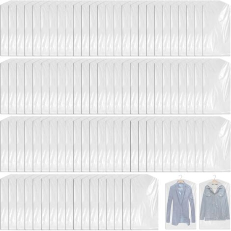 Bolsas para ropa (paquete de 100) – Plástico transparente – Resistentes al polvo – Para trajes, vestidos, chaquetas, camisas – 60 x 100 cm (1/5)