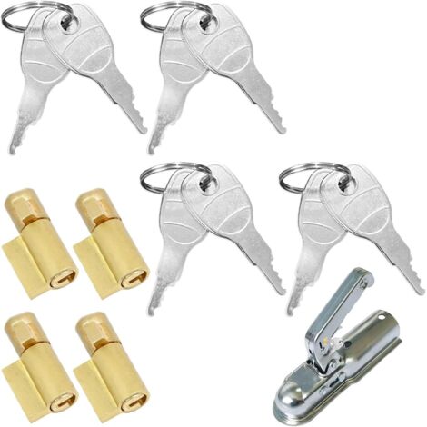 Juego de cerraduras para remolque, juego antirrobo de 12 piezas para remolques, para remolques acoplados y no acoplados, compatible con Earth, Daxara y Maypole - 50 mm, incluye cuatro cerraduras para