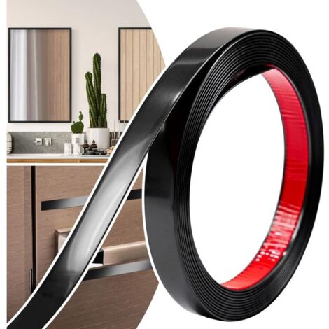 Cinta decorativa autoadhesiva para puertas, ventanas, espejos flexibles, armarios y cenefas (negra, 20 mm x 6 m) (1/4)
