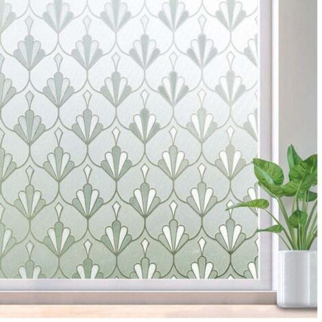 Película electrostática para ventanas, película de privacidad, autoadhesiva, reutilizable, esmerilada, opaca, con estampado floral, para oficina, hogar, baño, dormitorio, cocina, 40 x 200 cm