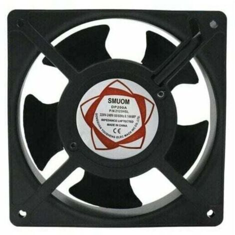 Ventilador axial para insertos de chimenea, empotrado, resistente a altas temperaturas, aspas metálicas, silencioso, universal, 120 x 120 x 38 mm