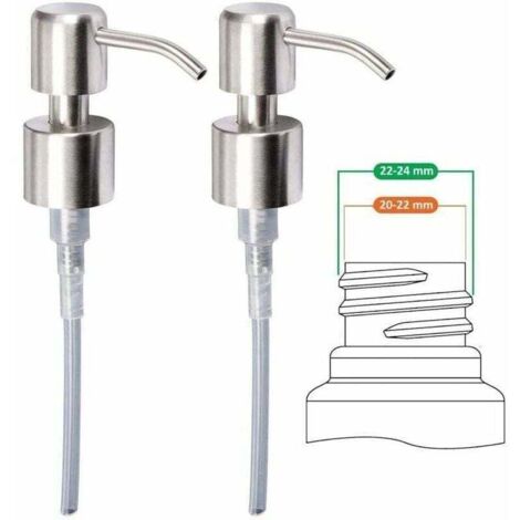 Bomba dispensadora de jabón de alta calidad de acero inoxidable cepillado, 24 mm, 2 piezas (1/4)