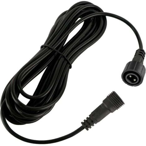 Cable alargador impermeable IP65 para focos solares, luces de jardín y tiras LED (5 m, 2 pines)
