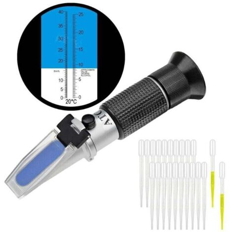 Contenido potencial de alcohol (refractómetro del enólogo): 0-25% Azúcar: 0-40% con ATC para vino Método de elaboración de vino Brix para medir el contenido de azúcar para hacer un mejor vino. (1/4)