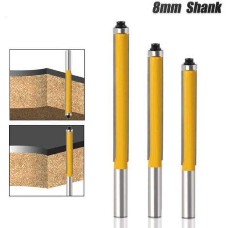 Fresa de extremo de 8 mm, broca de copia con rodamientos de bolas, fresa de ranuras para fresadoras, para cortar y dar forma a la madera (1/4)