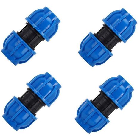 Juego de 4 accesorios para tuberías de agua, conector recto de plástico PE de 32 mm a 32 mm, adaptador de tubería de agua, accesorios para tuberías de agua para tuberías de PPR, PE y PVC (1/4)