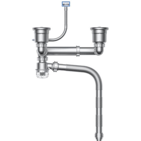 Sifón de fregadero de cocina de 2 ranuras, kit de desagüe para fregadero de cocina, tubo ajustable, prevención de olores y derrames