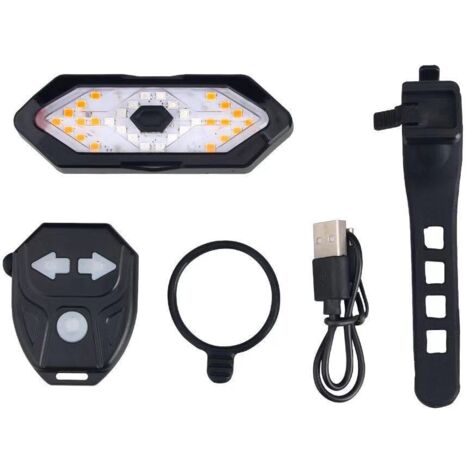 Luz trasera con efectos de sonido, control remoto inalámbrico, 5 modos de iluminación diferentes, bocina de carga USB, luz de advertencia de bicicleta de montaña, luz trasera para conducción nocturna