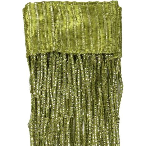 Cortina de puerta con borlas, cortina de puerta de hilo, cortina de puerta de hilo brillante, divisor de ventana, cortina con panel divisor decorativo de borlas, adecuada para el hogar, boda, verde mi (1/3)