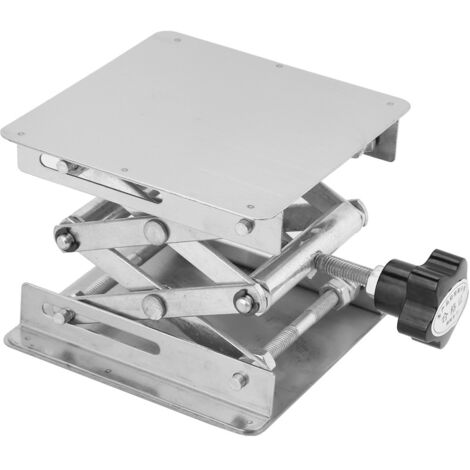 Plataforma elevadora de acero inoxidable para uso en laboratorio, soporte tipo tijera, 100 x 100 mm