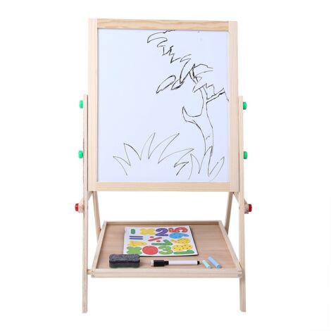 Pizarra de dibujo de madera de doble cara 2 en 1 para bebés y niños.
