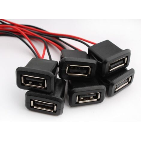 conectores USB tipo A para soldar, conector USB tipo A para montaje en panel, cable conector USB A hembra de 2 hilos con bucle de ranura a presión (1/5)