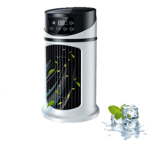 Aire acondicionado portátil 3 en 1, enfriador de aire evaporativo, 6 velocidades, 7 luces nocturnas, temporizador de 6 horas, ventilador personal silencioso para oficina, hogar, dormitorio, camping, o