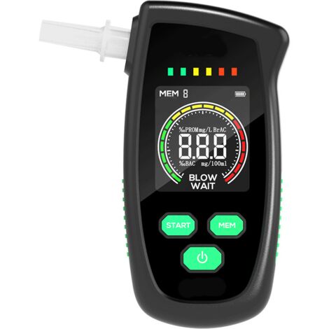 Alcoholímetro – Alcoholímetro policial de alta precisión con 5 boquillas, alcoholímetro de alta precisión con pantalla LCD digital para pruebas personales en el hogar. (1/5)