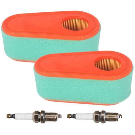 Juego de 2 filtros de aire ovalados de repuesto, prefiltro, filtro de combustible y bujía para motores Briggs & Stratton serie 700 795066, 796254 y 5419 DOV.