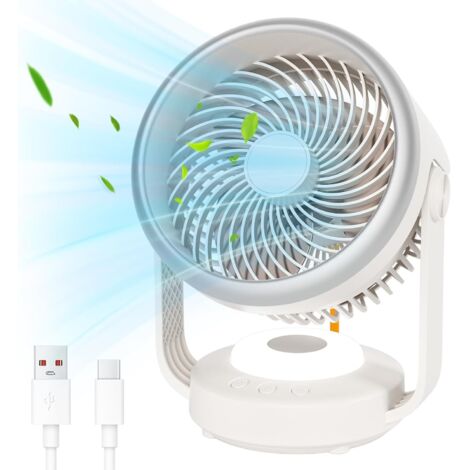 Ventilador ultrasilencioso, ventilador de mesa portátil, ventilador circulador de aire de 5400 mAh para oficina con 4 velocidades e inclinación ajustable, ventilador circulador de aire para dormitorio (1/5)