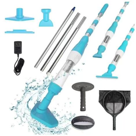 Aspiradora inalámbrica para piscinas, limpiador eléctrico recargable 3 en 1, aspiradora de mano para piscinas pequeñas, jacuzzis y spas, 90 minutos de autonomía, color azul. (1/5)