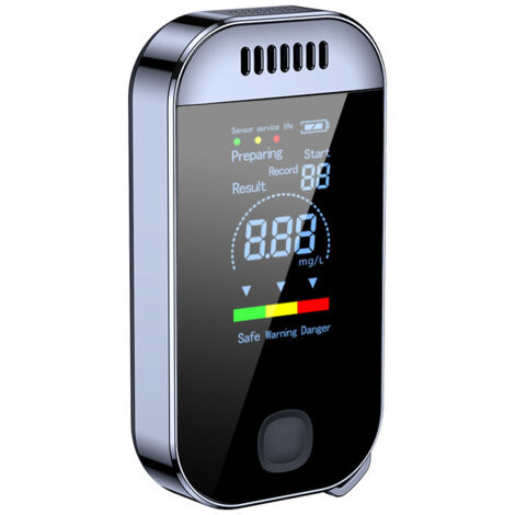 Alcoholímetro con pantalla digital LED a color y carga USB para uso personal, sensor semiconductor con alarma, color negro (1/5)