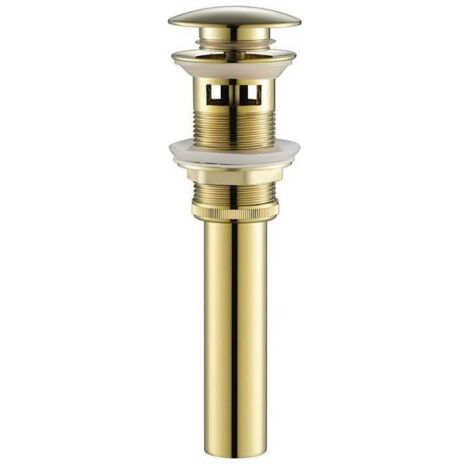 Desagüe para lavabo de baño en acero inoxidable 304 y latón con rebosadero (oro cepillado).