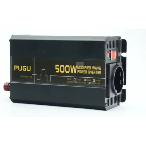 Inversor de onda sinusoidal pura de 12V/24V CC a 110V/220V CA, adaptador convertidor para automóvil, inversor de potencia de 500W (500W)