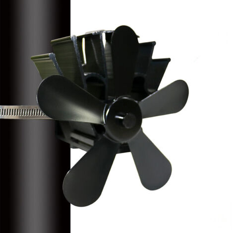 Ventilador de estufa de leña de 5 aspas con termómetro, ventilador de chimenea, aparato de calefacción eléctrico, se acopla al tubo de la chimenea para chimenea, estufa de pellets, chimenea de leña. (1/4)