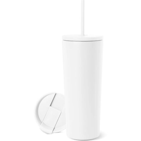 Taza isotérmica con pajita y tapa de 720 ml - Acero inoxidable, a prueba de fugas, doble pared, para bebidas frías y calientes - Vaso isotérmico para viajes, coche, etc. (1/5)