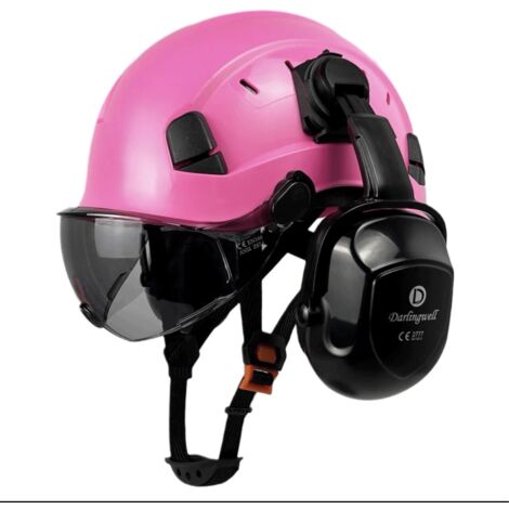 Casco de seguridad industrial, casco de seguridad para la construcción C+E con visera y gafas para ingenieros, casco de seguridad ABS, gorra de trabajo industrial ANSI, protección para la cabeza