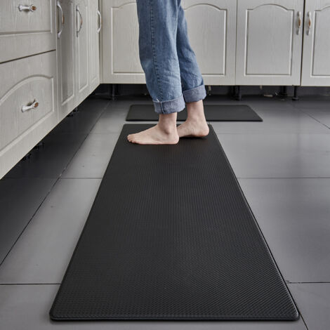 Alfombra de cocina color G para colocar frente al fregadero, alfombra de pasillo impermeable de PVC, alfombra larga antideslizante y resistente al aceite (43 x 150 cm, negra). (1/5)