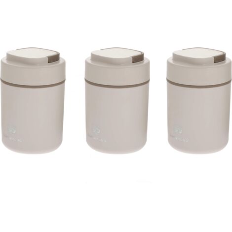 Juego de 3 tazas de acero inoxidable para avena, desayuno, gachas de avena al vacío, taza térmica, calentador de tazas, cuencos para cereales, taza térmica para llevar, material doble PP: acero inoxid