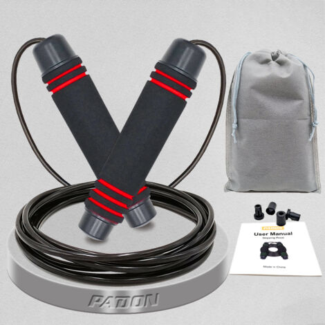 Cuerda para saltar, mango de espuma antideslizante, herramienta de entrenamiento de fuerza y fitness para adultos y niños para hacer ejercicio en casa, color negro. (1/5)