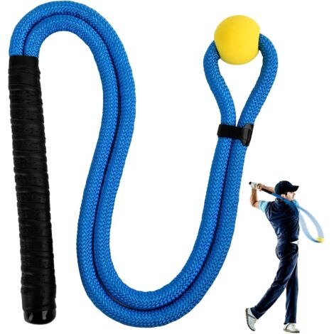 Cuerda de entrenamiento para swing de golf, ayuda para el entrenamiento del swing de golf, equipo para practicar la velocidad del golf, postura correcta que maximiza la velocidad y la potencia (azul)