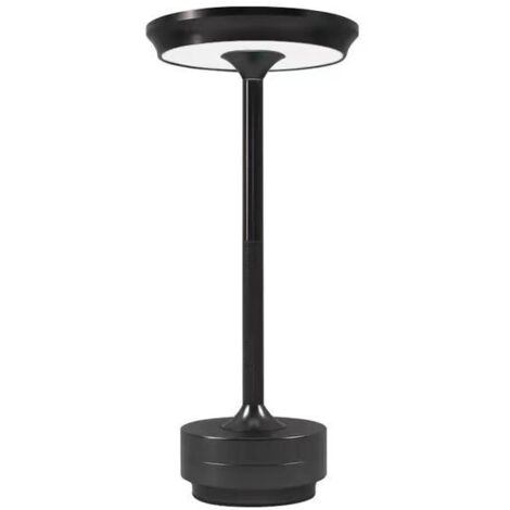 Lámpara de mesa inalámbrica recargable con batería de 2600 mAh, 3 modos de color, atenuación continua con control táctil, lámpara moderna para escritorio, cama o habitación infantil (negra). (1/5)