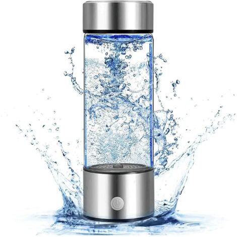 Botella de agua de hidrógeno recargable de 414 ml, generador de agua de hidrógeno portátil 2025, protege tu salud con agua infusionada con hidrógeno (plateada) (1/5)