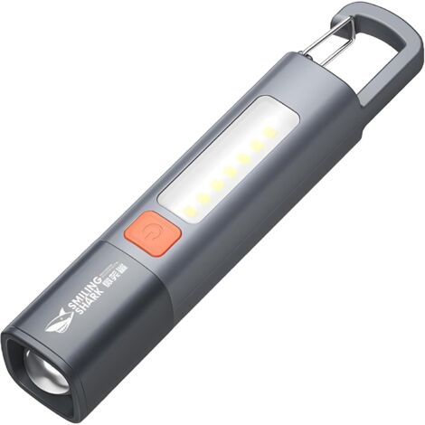 Linterna LED portátil de 1200 mAh, luz de trabajo LED COB, luz de flash G1 lateral COB, 3 modos de enfoque zoomable, blanco, impermeable, potente EDC súper brillante, emergencia al aire libre, (1/5)