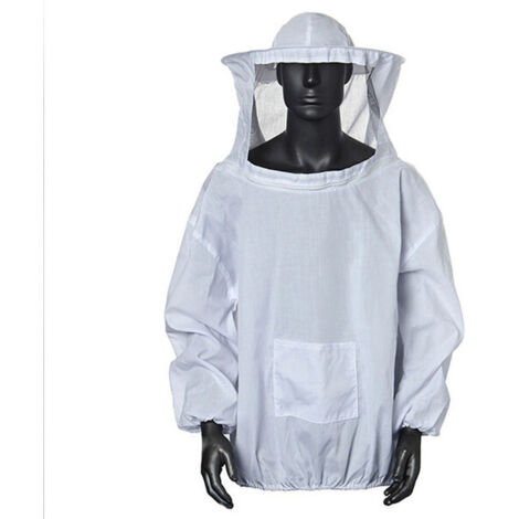 Ropa de protección para apicultores: Chaqueta Imker con capucha, Protector de abejas profesional Imker, Capucha para apicultores con cremallera (Blanco) (1/4)
