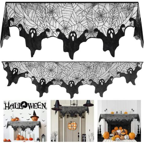 55 x 200 cm - Telaraña espeluznante para Halloween - Decoración de fantasma negro - Telaraña aterradora para puerta, carnaval, Halloween, fiesta (1/5)