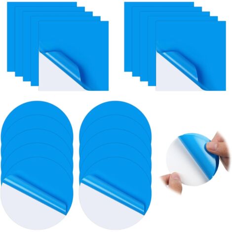 Parches para piscinas, paquete de 20 parches autoadhesivos para reparación de piscinas, kit de reparación de parches de PVC, parches para reparación de colchones de agua, 10 cuadrados, 10 círculos