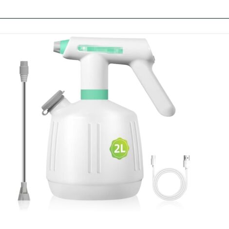 Pulverizador eléctrico de presión de 2 litros, pulverizador con bomba, pulverizador a batería, con USB y boquilla ajustable, para lavado de coches, jardín, hogar, limpieza y cuidado de plantas.