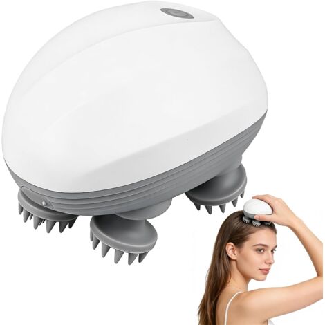 Masajeador de cabeza eléctrico, impermeable e inalámbrico para el cuero cabelludo, con 4 cabezales de amasado y 3 modos de masaje, masajeador de cuerpo completo con forma de gato. (1/5)