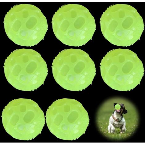 Pelotas de goma fosforescentes que brillan en la oscuridad (paquete de 8) para perros - Pelotas interactivas para perros pequeños y medianos (1/5)