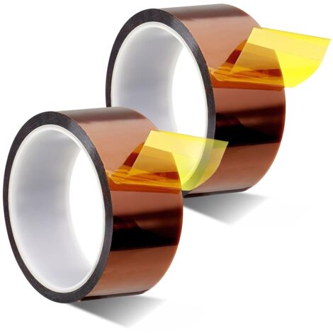 Paquete de 2 cintas adhesivas de alta temperatura de 50 mm x 33 m, cinta Kapton dorada, cintas de poliimida resistentes al calor para impresión por sublimación, soldadura, enmascaramiento y aislamient