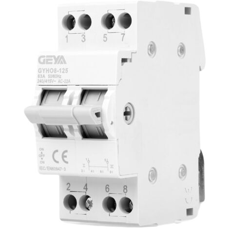 Interruptor de transferencia de potencia doble monofásico 2P 63A CA 240V, interruptor de desconexión manual pequeño, montaje en riel DIN de 35 mm (1/5)