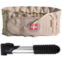 Arnés de compresión para hombres y mujeres: correa de soporte para la cintura, alivia el dolor lumbar y proporciona tracción. Se adapta a cinturas de 74 a 124 cm (beige).