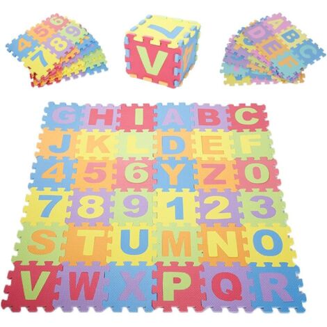 Weiche Puzzle-Matte, Schaumstoff-Spiel, Baby-Kind-Lernspielzeug, 26 Buchstaben und 10 Zahlen